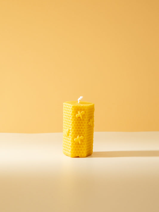 Beeswax Candle Hex Bee Pillar