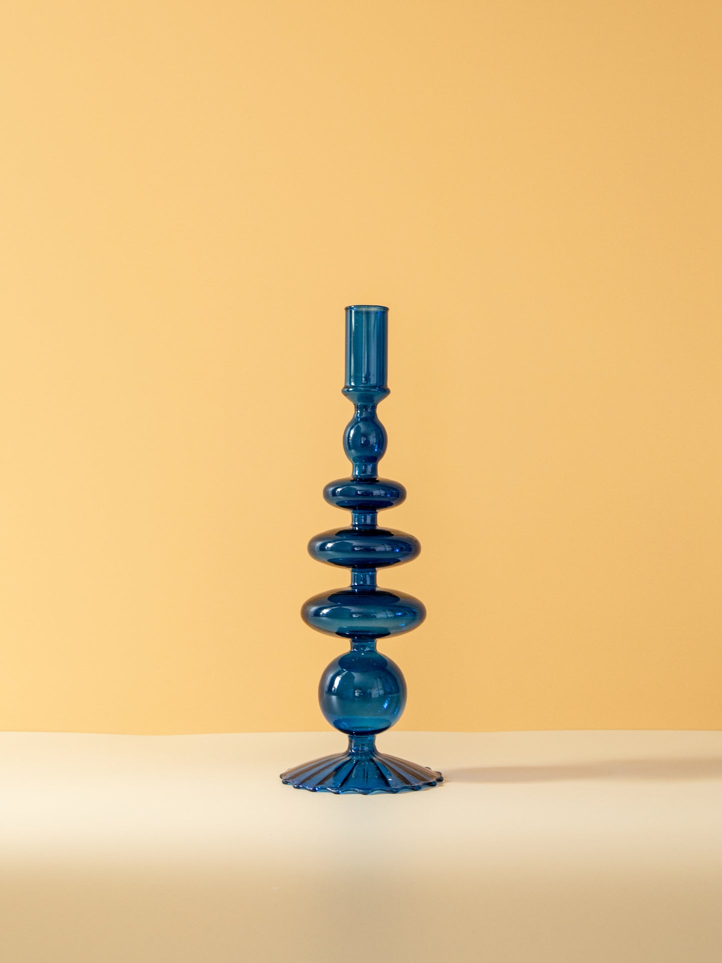 Blue Glass Candlestick Holder A