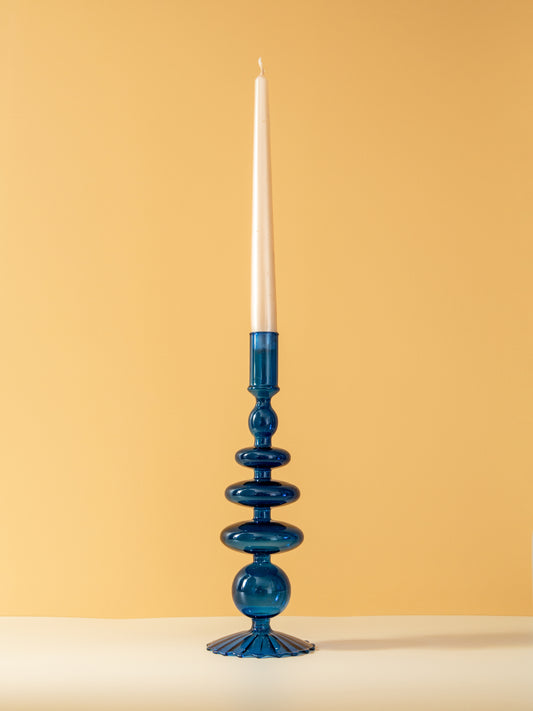 Blue Glass Candlestick Holder A