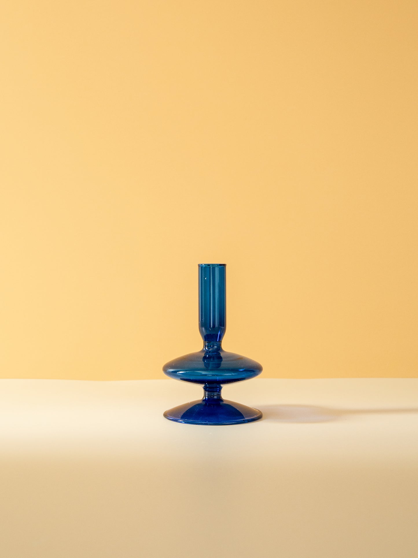 Blue Glass Candlestick Holder D