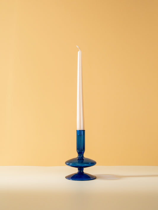 Blue Glass Candlestick Holder D